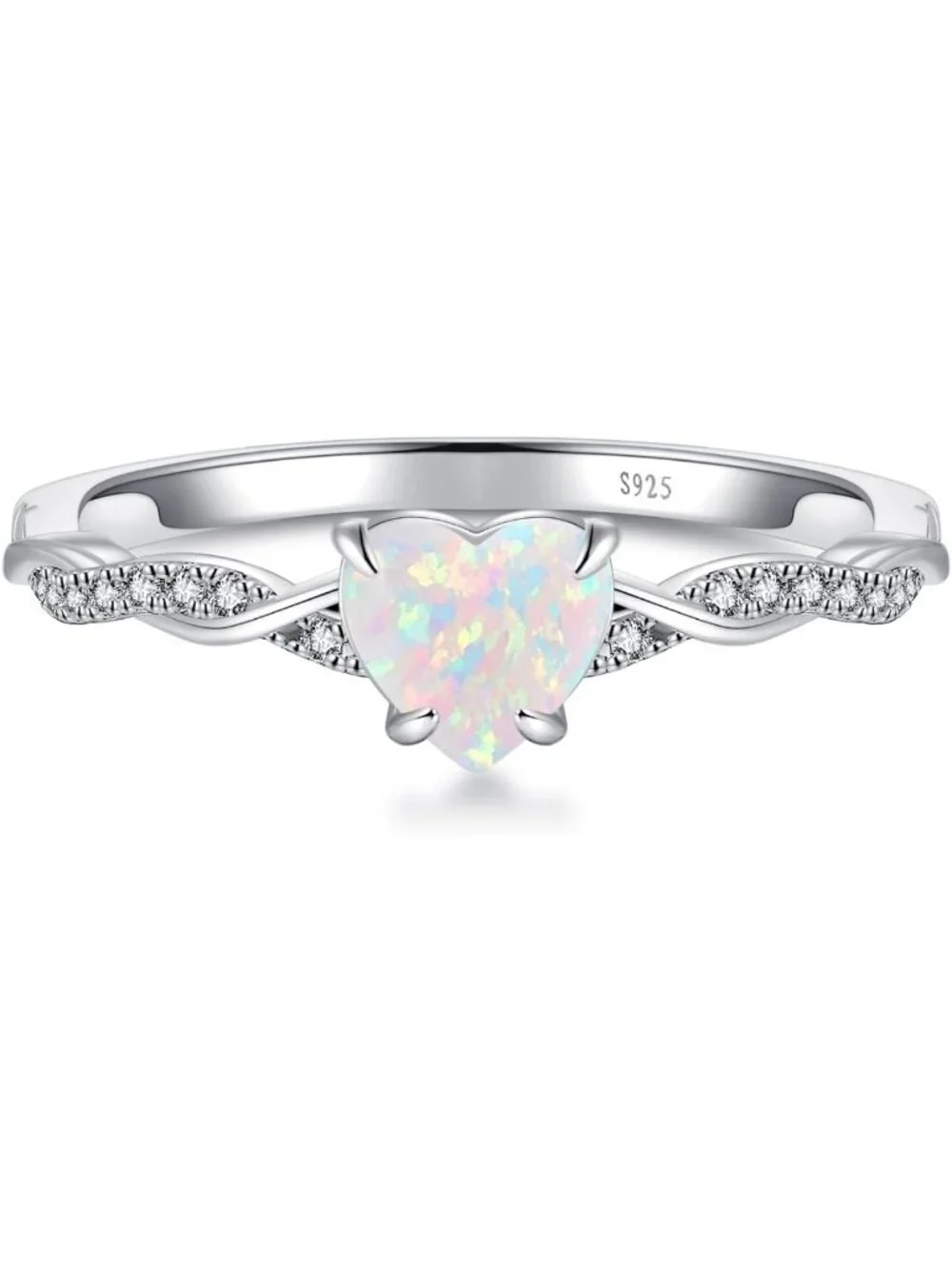 Stunning 1.25ct Heart Promise Ring in 925 Sterling Silver, Twisted Vine Design